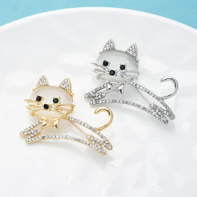 Wuli&baby 5 dizaina opāla kaķu piespraudes sievietēm Dāmas jauki mājdzīvnieki Dzīvnieku ballīte Ikdienas piespraudes piespraudes dāvanas