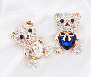 CINDY XIANG 3 χρώματα Επιλέξτε Big Crystal Heart Bear καρφίτσα Χαριτωμένα καρφίτσες ζώων για γυναίκες Φόρεμα παλτό κονκάρδες Κοσμήματα Hot