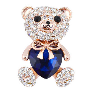 CINDY XIANG 3 χρώματα Επιλέξτε Big Crystal Heart Bear καρφίτσα Χαριτωμένα καρφίτσες ζώων για γυναίκες Φόρεμα παλτό κονκάρδες Κοσμήματα Hot