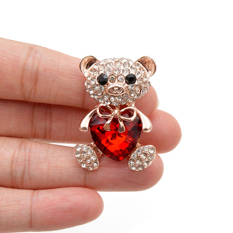 CINDY XIANG 3 krāsas Izvēlieties lielu kristāla sirds lācīti piespraudes jaukas dzīvnieku piespraudes sievietēm kleitas, mēteļi, nozīmītes, rotaslietas.