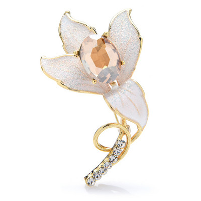 Wuli&baby emajlirani cvjetni broševi od kamenčića za žene Unisex 3 boje Beauty Lily Broš za uredske zabave Pokloni