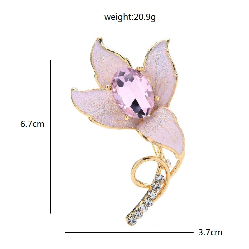 Wuli&baby emajlirani cvjetni broševi od kamenčića za žene Unisex 3 boje Beauty Lily Broš za uredske zabave Pokloni