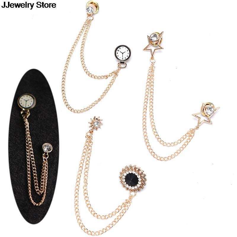 Korejski britanski stil, kristalni sat, broš, odijelo, lanac s resicama, značka, rever, retro ženski koržaž, muški dodaci