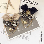 Novi vintage broševi u obliku srca s resicama Ženski broševi igle Vrpca mašna Veliki simulirani biser Ruž za usne Korsaž Modni nakit