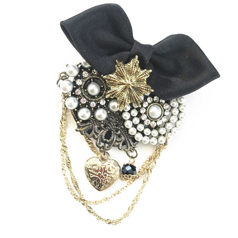 Novi vintage broševi u obliku srca s resicama Ženski broševi igle Vrpca mašna Veliki simulirani biser Ruž za usne Korsaž Modni nakit