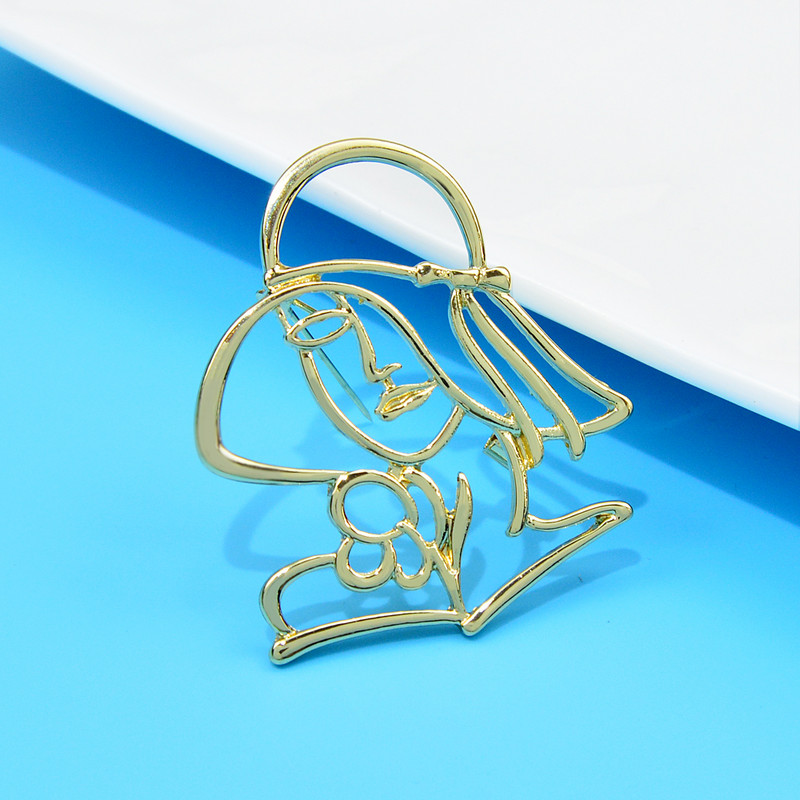 CINDY XIANG Novi izdubljeni broševi za prekrasne djevojke za žene Modni nakit od nehrđajućeg čelika, dvije boje, visoke kvalitete