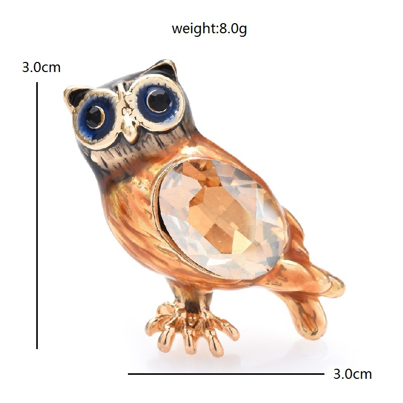 Wuli&baby slatki broševi sova dvobojni emajl vještački dijamant lijepe velike oči ptičja zabava ležerni broš pribadača darovi