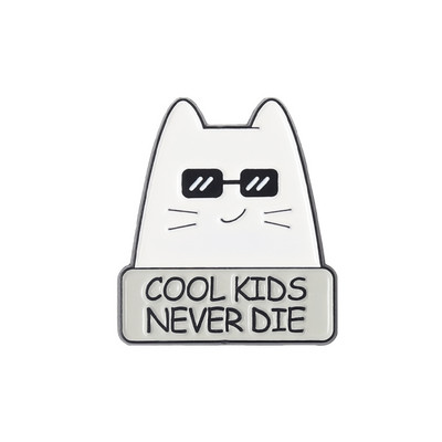 I'M FINE Emajl Pins Custom COOL KIDS NEVER DIE NOT TODAY SATAN Mačka Broš Značka za rever Zabavni crtani nakit Poklon za prijatelja