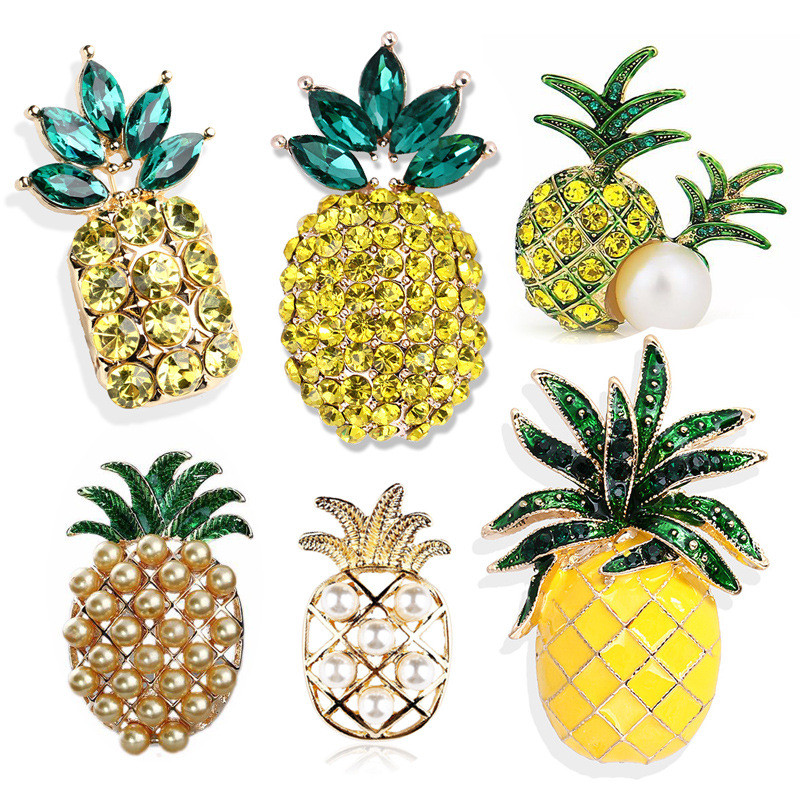 trsince Jauna modes pērļu kristāla ananāsu piespraudes piespraude Sieviešu apģērbu aksesuāri Korsāža apkakles piespraude Sieviešu rotaslietas