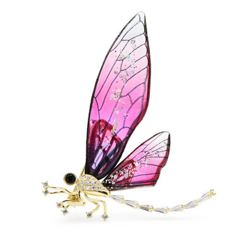Εξαιρετικό σμάλτο διαφανές χρώμα Φτερό Zircon Dragonfly Καρφίτσα Γυναικεία καρφίτσα για δείπνο Αξεσουάρ Κορσάζ Στολίδι Δώρο