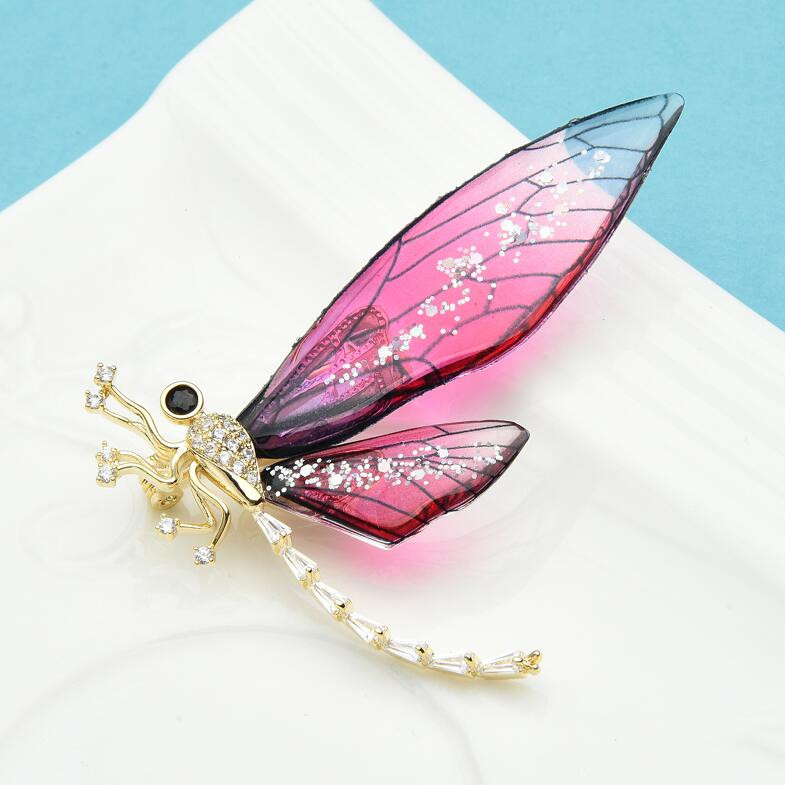 Izsmalcināta Emalja Caurspīdīga Krāsa Spārns Cirkons Spāres Piespraude Sieviešu Banketu Apģērba Piespraudes Korsāžas Ornaments Dāvana