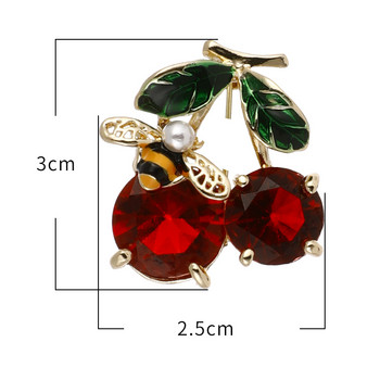 Easya 2022 Νέα γυναικεία πολυτελή κοσμήματα αξεσουάρ ρούχων Crystal Red Cherry Brooch Δώρα παράνυμφου Δώρα γενεθλίων για κορίτσια
