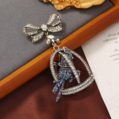 muylinda Pretjerani broš s kavezom za ptice od kamenčića Luksuzni kristalni veliki broševi za žene Muškarci Dizajnirana odjeća Nakit Poklon