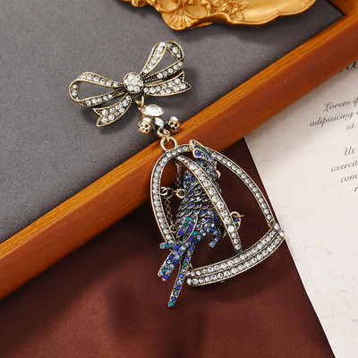 muylinda Pretjerani broš s kavezom za ptice od kamenčića Luksuzni kristalni veliki broševi za žene Muškarci Dizajnirana odjeća Nakit Poklon