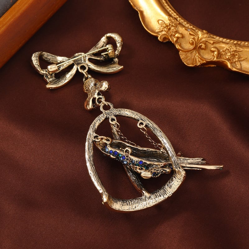 muylinda Pretjerani broš s kavezom za ptice od kamenčića Luksuzni kristalni veliki broševi za žene Muškarci Dizajnirana odjeća Nakit Poklon