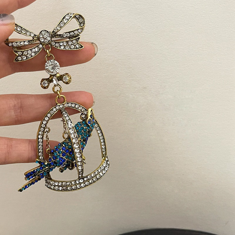 muylinda Pretjerani broš s kavezom za ptice od kamenčića Luksuzni kristalni veliki broševi za žene Muškarci Dizajnirana odjeća Nakit Poklon