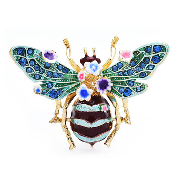 Wuli&baby Big Enamel Bee Brooches for Women Ανδρικά 3χρωμα Flower Insects Party Causal Brooch Pin Gifts