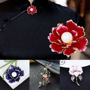 Дамски елегантен дизайн на цветя, брошки, модни имитационни перли, лъскави емайлирани кристали, метална брошка, парти костюм, игли, аксесоари