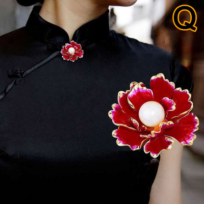 Ženski elegantni cvjetni dizajn Broševi Modna imitacija bisera Sjajni emajlirani metalni broš od vještačkih dijamanata Igle za odijelo za zabavu Dodaci