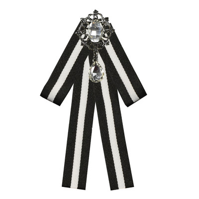 Visokokvalitetna retro crno-bijela prugasta tkanina Leptir mašna Broševi Trake Broševi Igle za revere i broševi Bedž Ženski dodaci