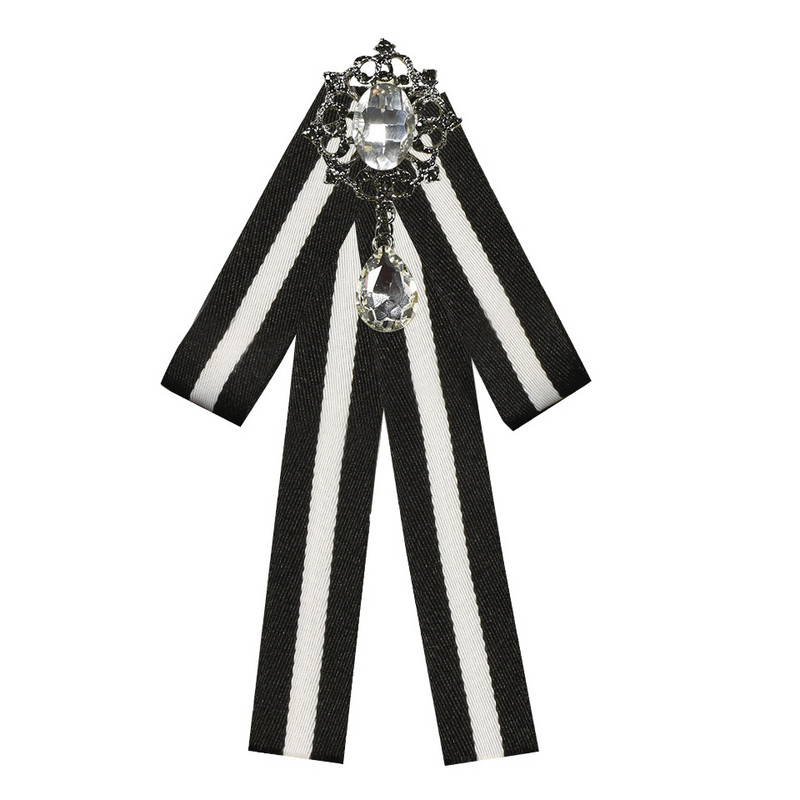 Visokokvalitetna retro crno-bijela prugasta tkanina Leptir mašna Broševi Trake Broševi Igle za revere i broševi Bedž Ženski dodaci