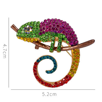 Phinestone Crystals Green Lizard Chameleon καρφίτσα κοσμήματα Δώρο 3 χρωμάτων Αξεσουάρ ρούχων