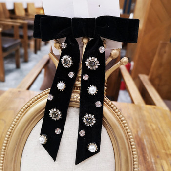 Κορεάτικο βελούδινο παπιγιόν καρφίτσα ύφασμα στρας καρφίτσες πέτου Πουκάμισο φόρεμα γιακά πολυτελή κοσμήματα Καρφίτσες για γυναικεία αξεσουάρ