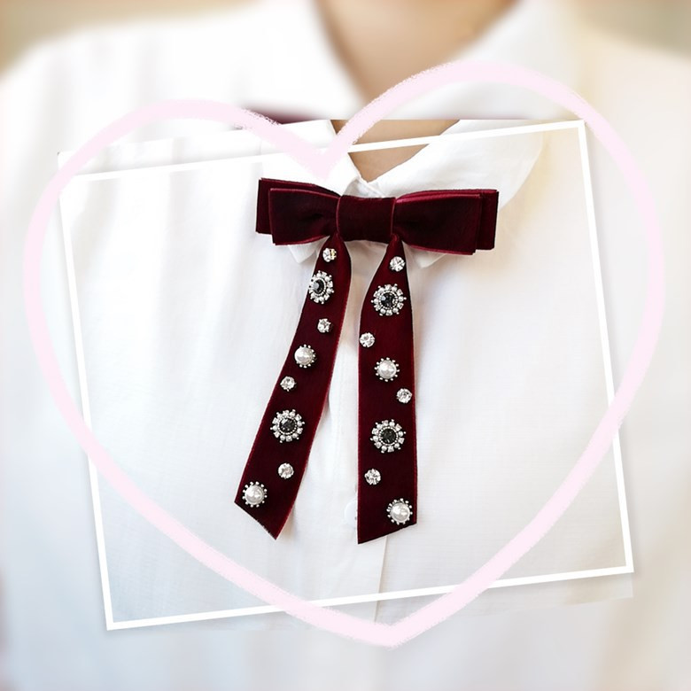 Korejski baršun leptir mašna broš tkanina igle za revere s dijamantima ovratnik košulje luksuzni nakit broševi za žene dodaci