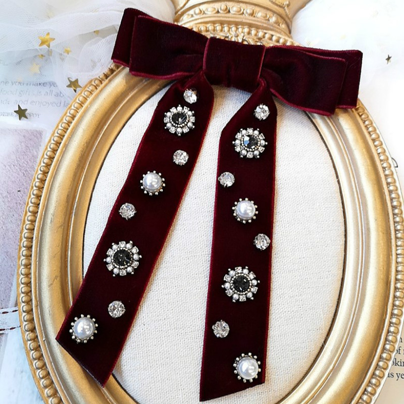 Korejski baršun leptir mašna broš tkanina igle za revere s dijamantima ovratnik košulje luksuzni nakit broševi za žene dodaci