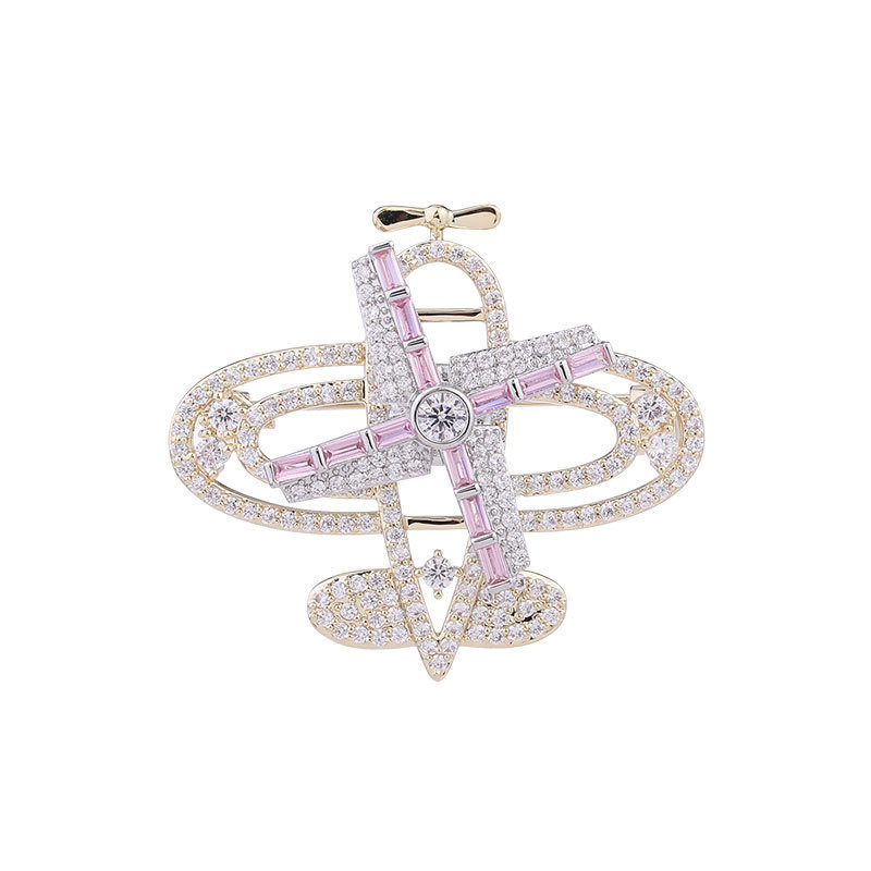 Vrhunski zrakoplov koji se može rotirati Broševi za muškarce i žene Kristalni cirkon igle za revere Luksuzni nakit Odjevni dodaci