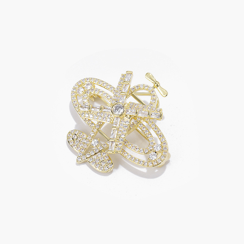 Vrhunski zrakoplov koji se može rotirati Broševi za muškarce i žene Kristalni cirkon igle za revere Luksuzni nakit Odjevni dodaci