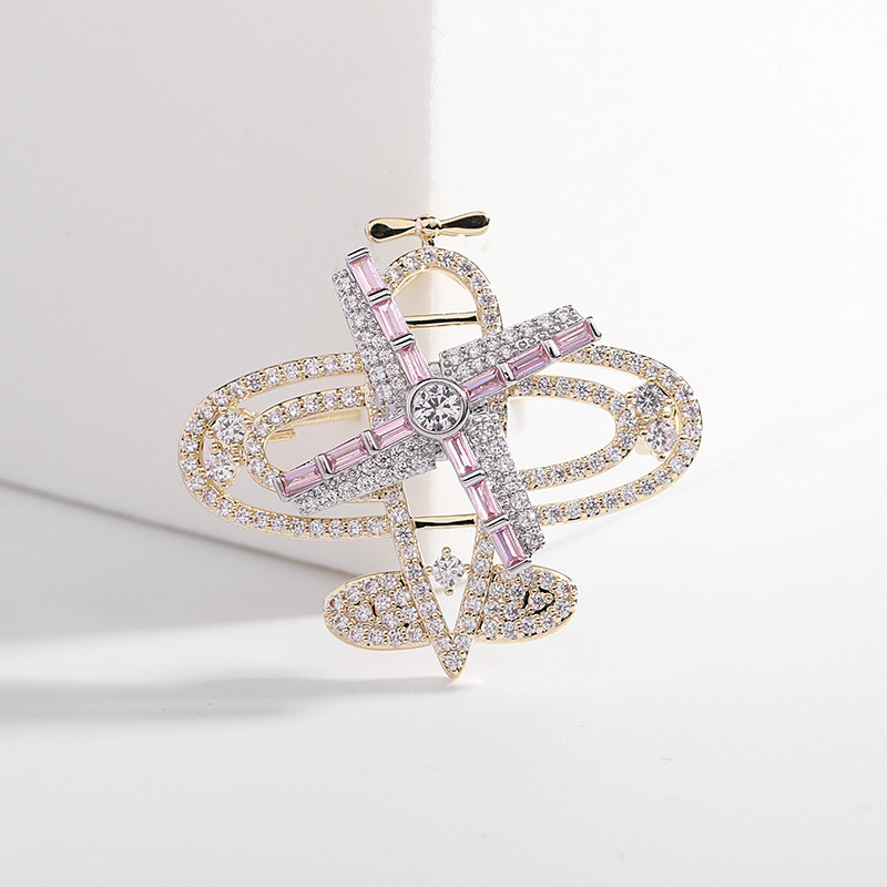 Vrhunski zrakoplov koji se može rotirati Broševi za muškarce i žene Kristalni cirkon igle za revere Luksuzni nakit Odjevni dodaci