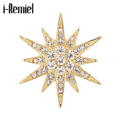 Υψηλής ποιότητας Vintage Luxury Rhinestone Starburst Star καρφίτσες & καρφίτσες Γυαλιστερές κρυστάλλινες βικτοριανές καρφίτσες πέτο Γυναικεία μπουκέτο κοσμήματα