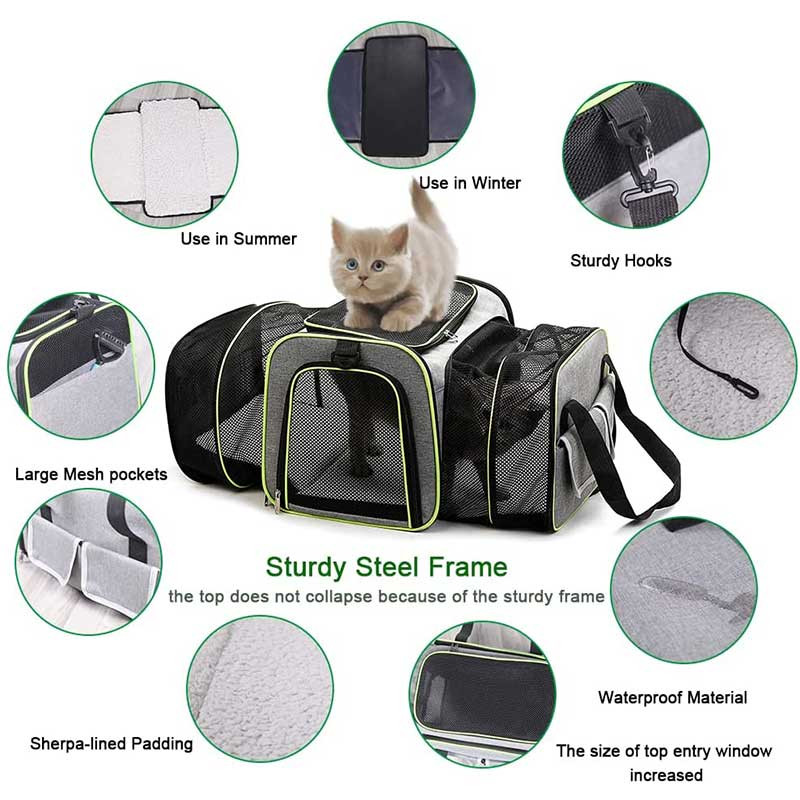 Nosilice za pse odobrene od Cenkinfo Zrakoplovne tvrtke Mekana nosiljka za mačke Sklopiva torba za pse Proširljive ventilacijske transportne nosiljke za kućne ljubimce