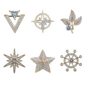 Korean Fashion Cross Star Piespraude Cirkons Kristāls Atloks Piespraudes Uzvalki Krekls Korsāža Žetons Piespraudes Greznas rotaslietas Aksesuāri