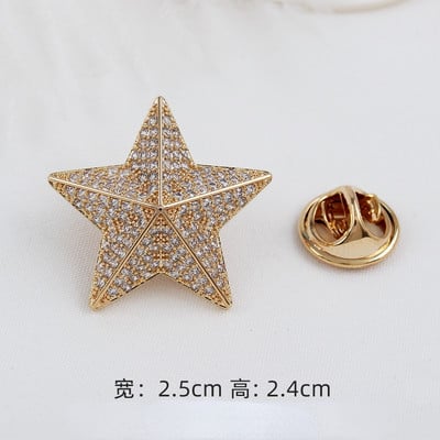 Korean Fashion Cross Star Piespraude Cirkons Kristāls Atloks Piespraudes Uzvalki Krekls Korsāža Žetons Piespraudes Greznas rotaslietas Aksesuāri