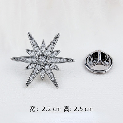 Korean Fashion Cross Star Piespraude Cirkons Kristāls Atloks Piespraudes Uzvalki Krekls Korsāža Žetons Piespraudes Greznas rotaslietas Aksesuāri