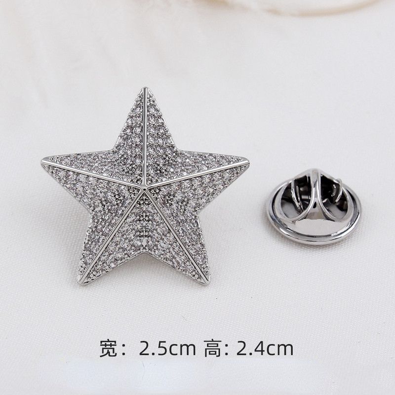 Korean Fashion Cross Star Piespraude Cirkons Kristāls Atloks Piespraudes Uzvalki Krekls Korsāža Žetons Piespraudes Greznas rotaslietas Aksesuāri