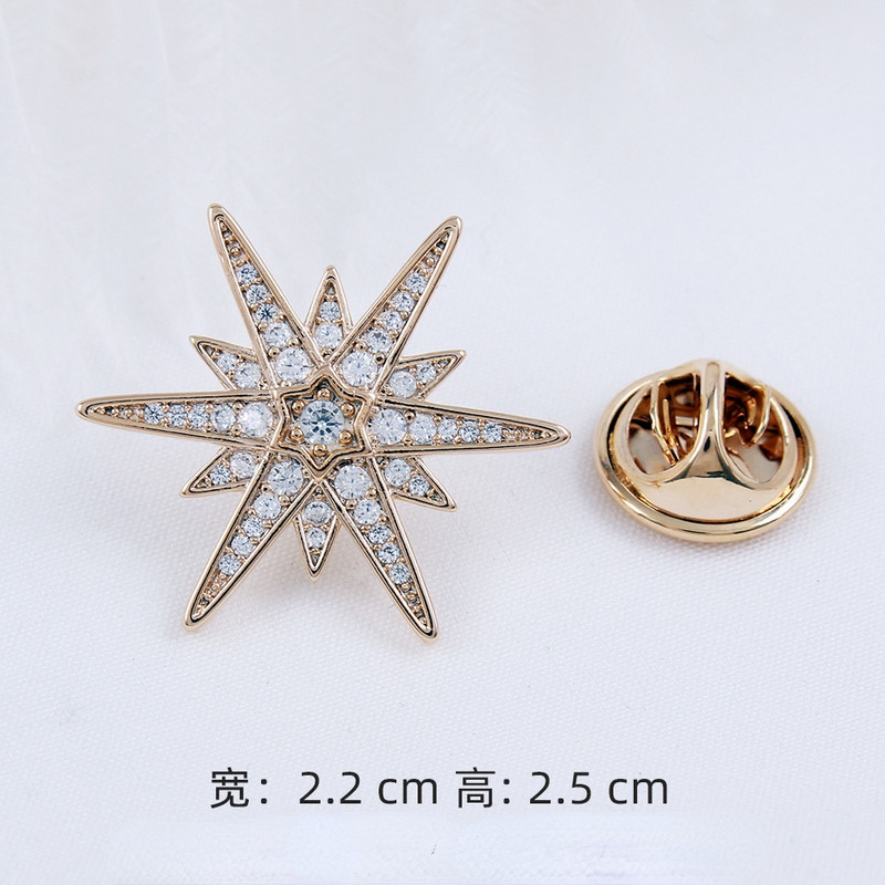 Korean Fashion Cross Star Piespraude Cirkons Kristāls Atloks Piespraudes Uzvalki Krekls Korsāža Žetons Piespraudes Greznas rotaslietas Aksesuāri