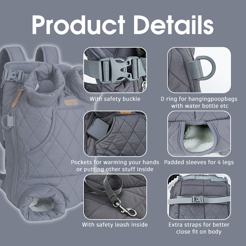 Dizainera suņu mugursomas nēsātājs Ziemas silts mājdzīvnieku soma Ceļojumu komforts, regulējams maziem un vidējiem mājdzīvniekiem Āra piederumi