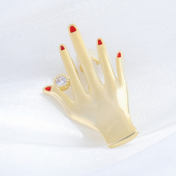 Нови червени брошки за ръце за нокти за жени Кристални емайлирани игли Сватбено парти Брошка Игла Корейски модни бижута Аксесоари Подаръци