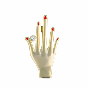 Нови червени брошки за ръце за нокти за жени Кристални емайлирани игли Сватбено парти Брошка Игла Корейски модни бижута Аксесоари Подаръци