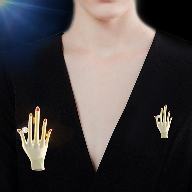 Novi crveni broševi za nokte za žene Kristalne emajlirane igle Broš igla za vjenčanje Korejski modni nakit Dodaci Pokloni