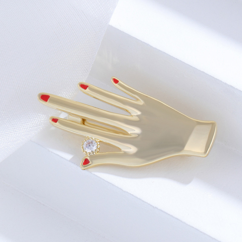 Novi crveni broševi za nokte za žene Kristalne emajlirane igle Broš igla za vjenčanje Korejski modni nakit Dodaci Pokloni