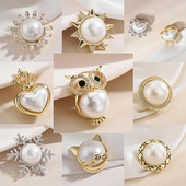 Novi broševi s magnetima s krunom od biserne zvijezde i dijamantima Kristalna sova Životinja Ležerni broš Modni nakit Pokloni za žene Muškarci Dodaci