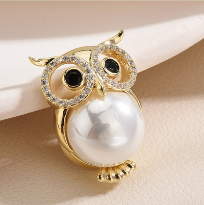 Novi broševi s magnetima s krunom od biserne zvijezde i dijamantima Kristalna sova Životinja Ležerni broš Modni nakit Pokloni za žene Muškarci Dodaci