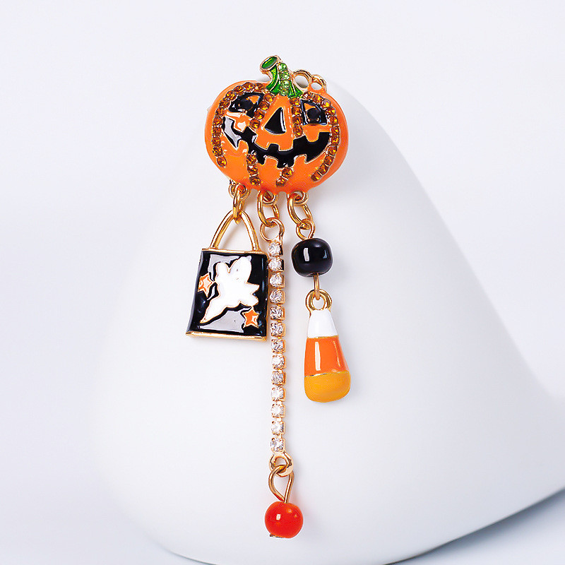 Halloween Ghost Smiješni broš od bundeve Emajl Kristalna kićanka Igle za rever Broševi za zabave Pokloni za žene i muškarce Dodaci