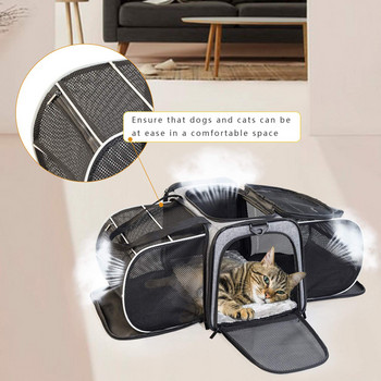 Benepaw Durable Small Dog Carrier 2 Side Expandable Puppy Puppy Cat Carrier Pet Bag Подплатена презрамка за рамо Пътуване на открито Транспорт