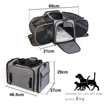 Benepaw Durable Small Dog Carrier 2 Side Expandable Puppy Puppy Cat Carrier Pet Bag Подплатена презрамка за рамо Пътуване на открито Транспорт