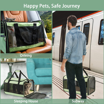 Benepaw Large Carrier για σκύλους Γάτες Μαλακό φορητό πτυσσόμενο σάκο μεταφοράς κατοικίδιων ζώων Διχτυωτό παράθυρο επάνω φόρτωση κουταβιών χαλάκι μεταφοράς